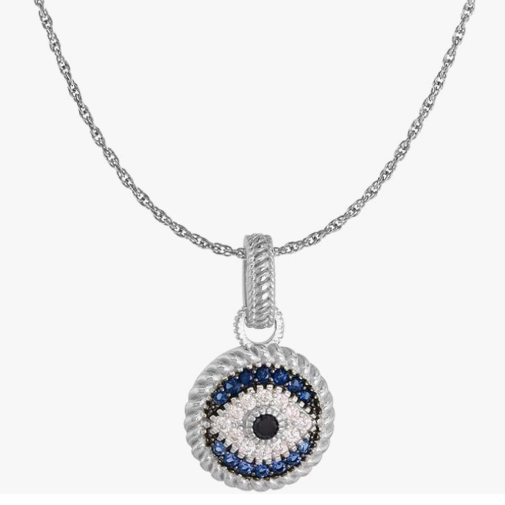 Sterling Silver Evil Eye Necklace Pendant - Picture 3 of 6